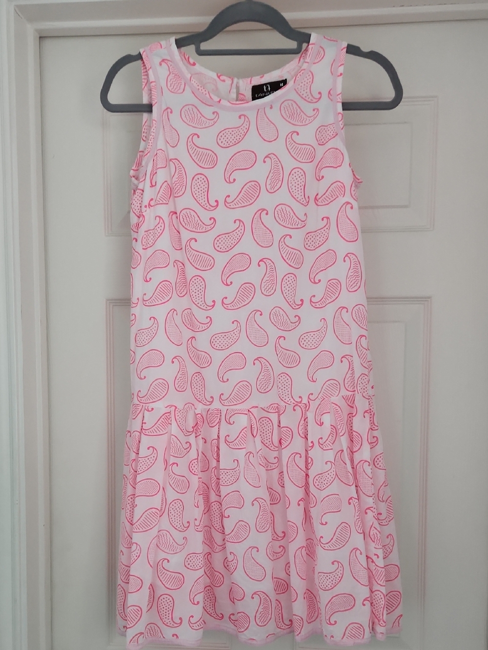 TANTRA Pink Paisley Sleeveless Drop-Waist Dress, Cotton, M